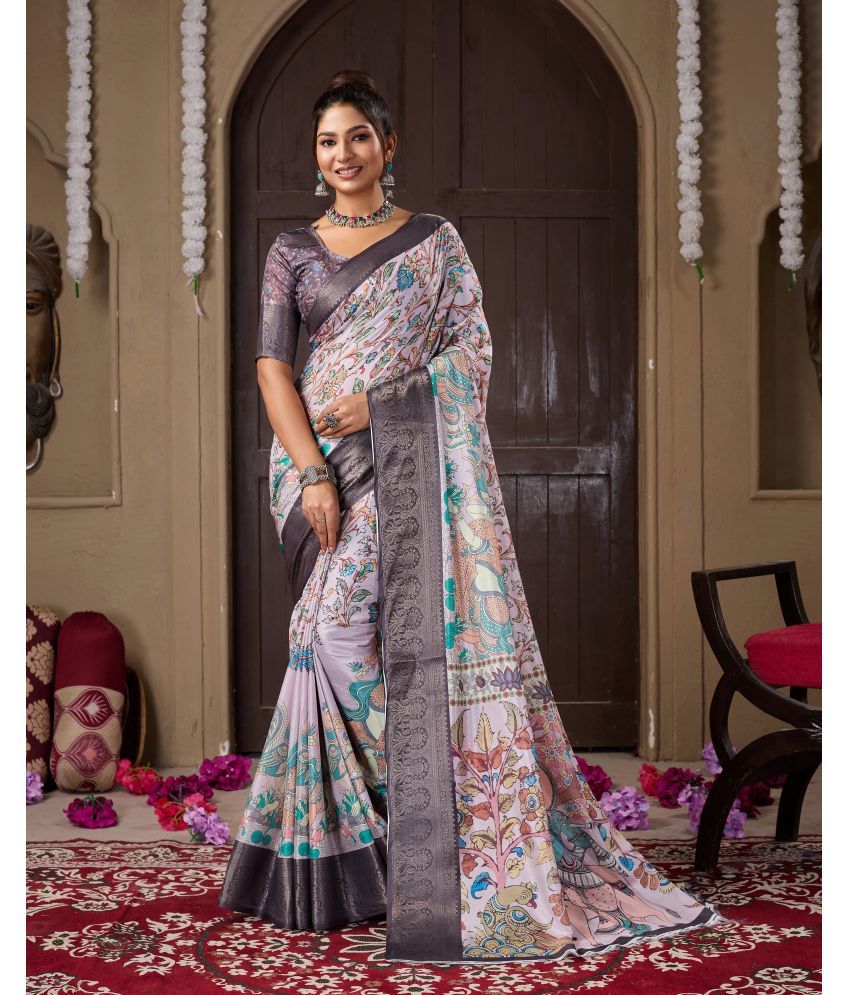     			Fashionfricks Silk Printed Saree With Blouse Piece - Multicolor ( Pack of 1 )