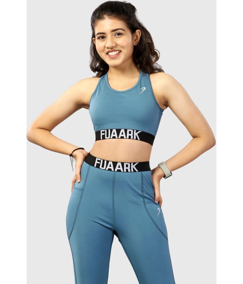     			Fuaark Light Blue Polyester Removable Padding Women's Sports Bra ( Pack of 1 )