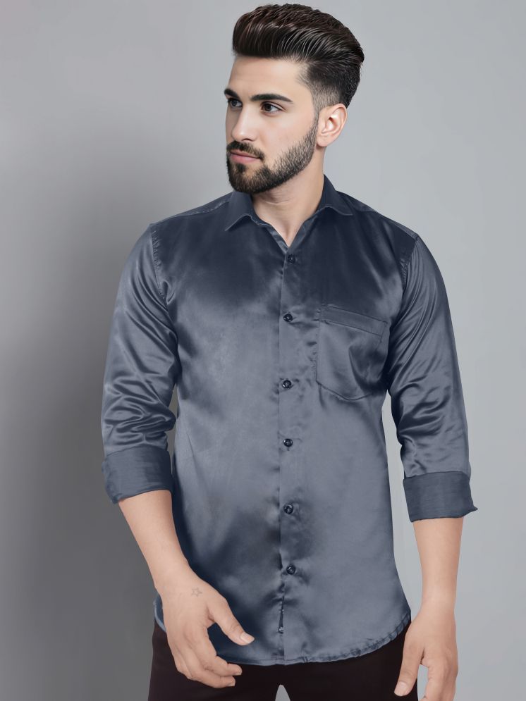     			JB JUST BLACK Polyester Slim Fit Solids Full Sleeves Men's Casual Shirt - Grey ( Pack of 1 )