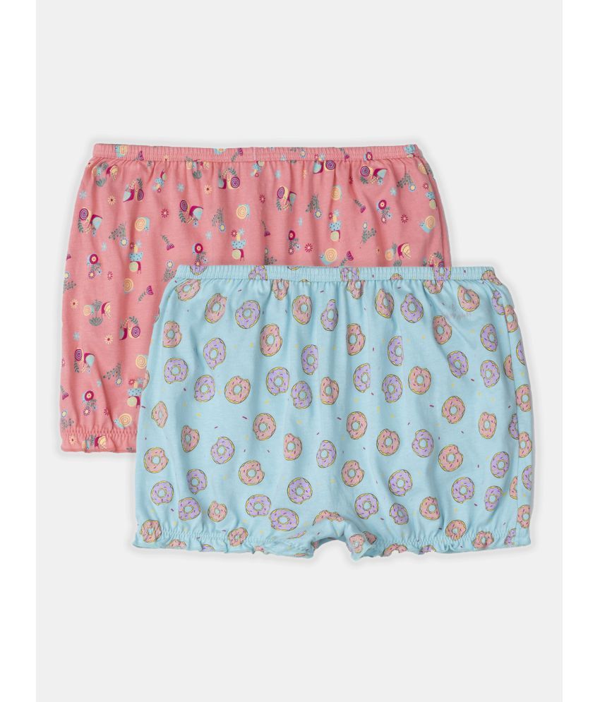     			Jockey SG06 Girls Super Combed Cotton Printed Bloomers - Angel Blue & Beetroot Pink (Pack of 2)