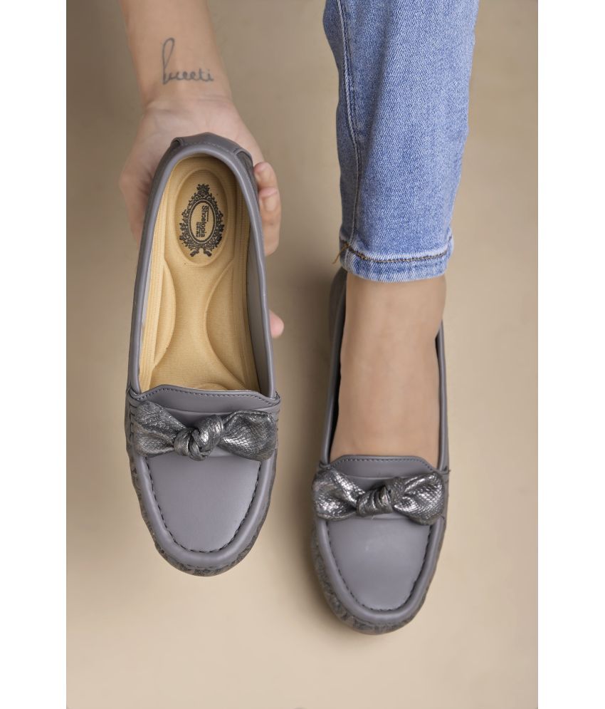     			Shoetopia Light Grey Women's Loafers