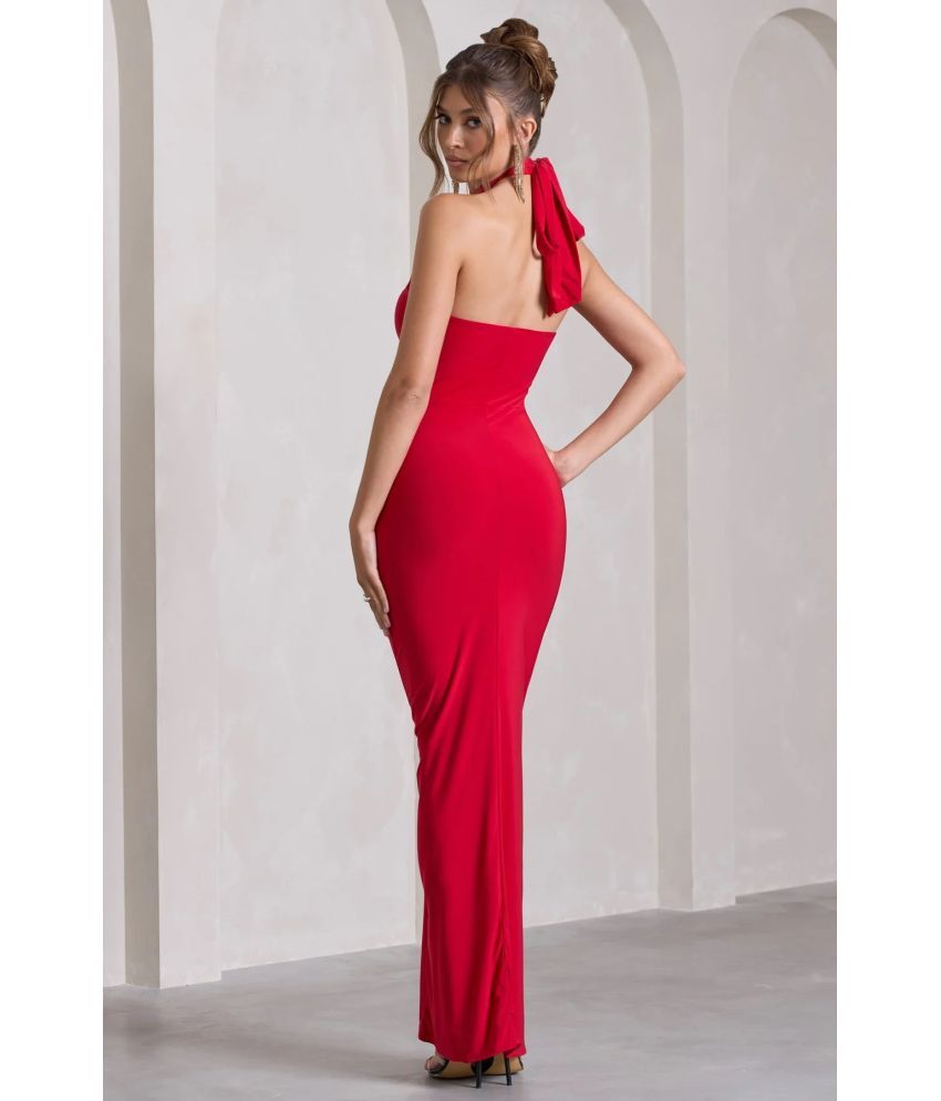     			Traquila Lycra Solid Full Length Women's Bodycon Dress - Red ( Pack of 1 )