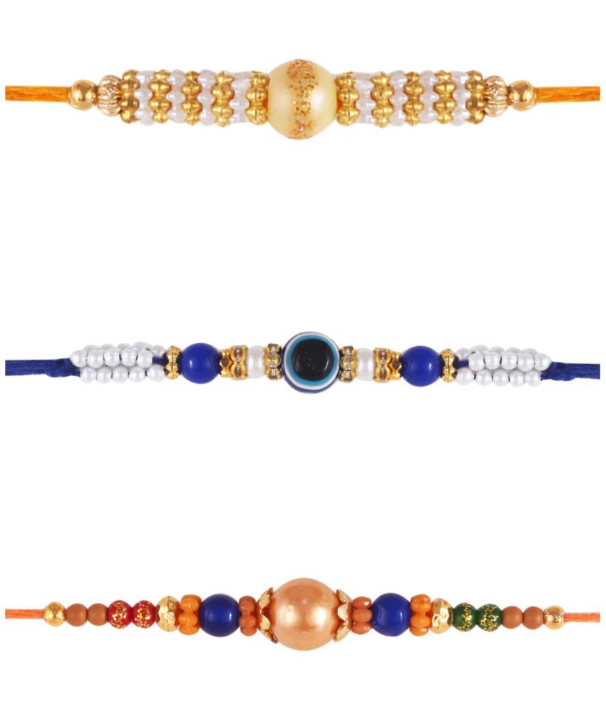     			Vighnaharta  Fancy Pearls evil eye rakhi combo Gold and Rhodium Plated Alloy Kids Rakhi and Lovely Brother pack of 3[VFJ1214-1218-1212RKG]