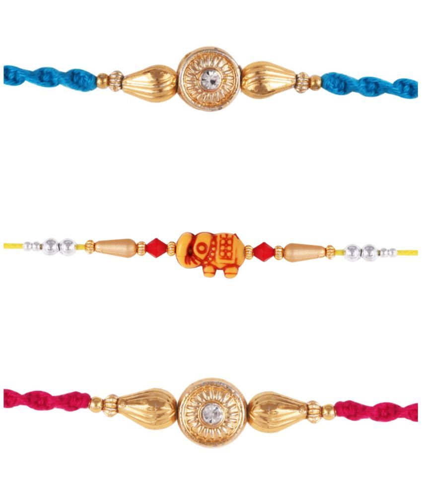     			Vighnaharta  Fancy Pearls rudraksha rakhi combo Gold and Rhodium Plated Alloy Kids Rakhi and Lovely Brother pack of 3[VFJ1204-1205-1203RKG]