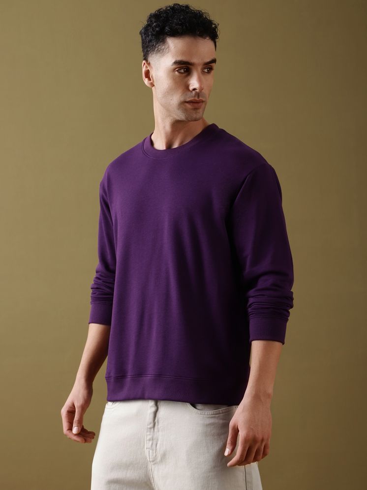     			Dillinger 100% Cotton Oversized Fit Solid Full Sleeves Men's Round T-Shirt - Purple ( Pack of 1 )