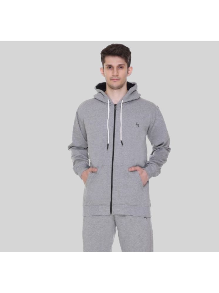     			LEEBONEE Fleece Hooded Men's Sweatshirt - Grey ( Pack of 1 )