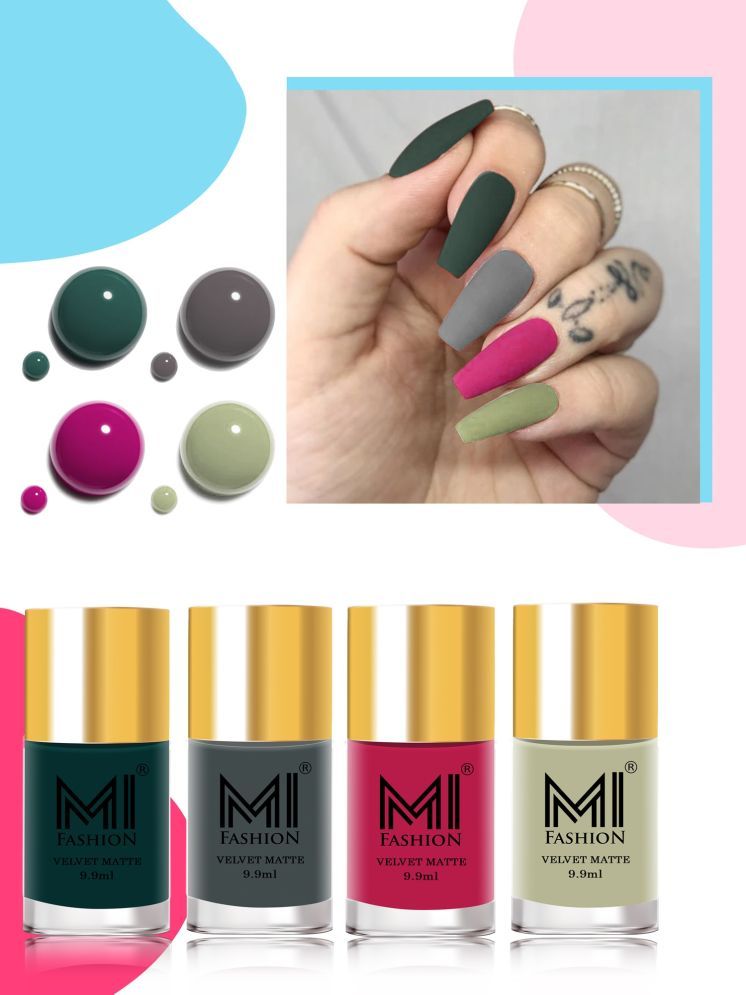     			MI FASHION Multi Matte Nail Polish 10 ( Pack of 4 )