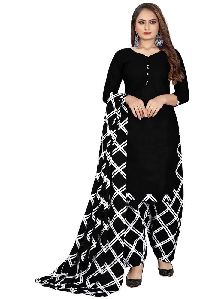     			Rajnandini Cotton Blend Printed Kurti With Patiala Women's Stitched Salwar Suit - Black ( Pack of 1 )