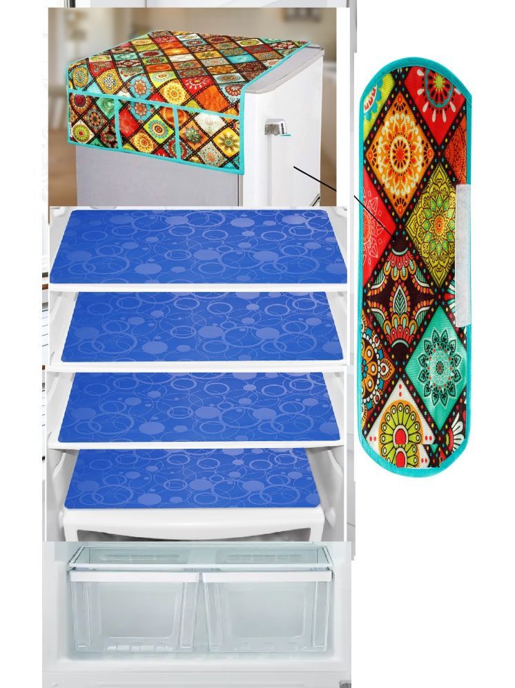     			Revexo PVC Ethnic Fridge Mat & Cover ( 40 32 ) Pack of 6 - Multicolor