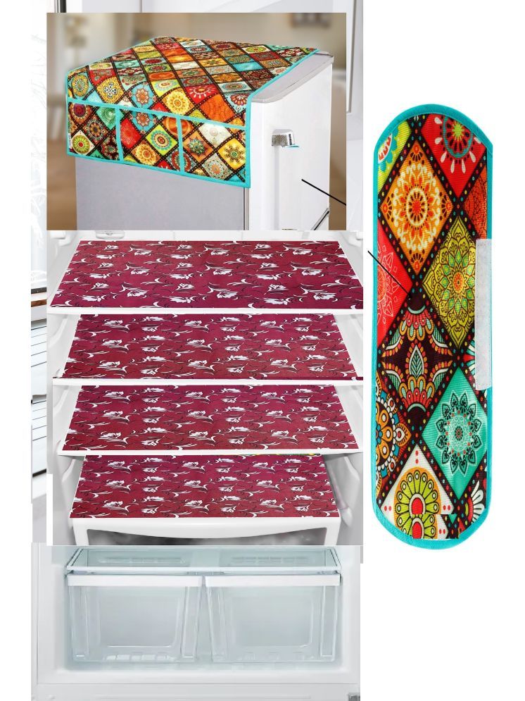     			Revexo PVC Floral Fridge Mat & Cover ( 40 32 ) Pack of 6 - Multicolor