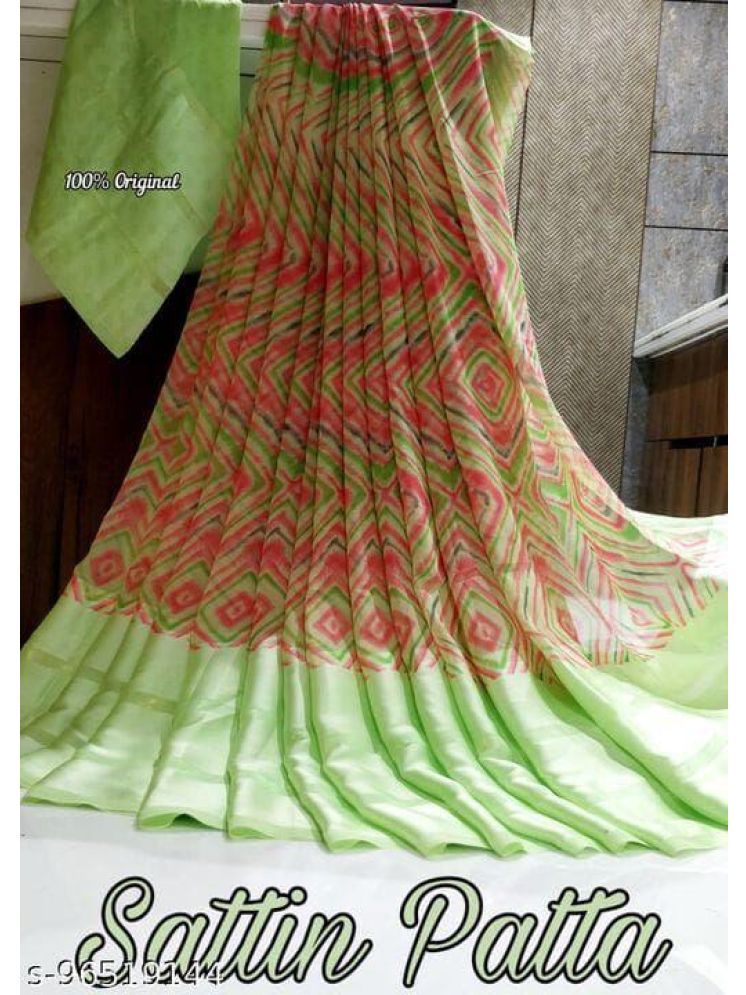     			Sanjana Silk Georgette Printed Saree With Blouse Piece - Green ( Pack of 1 )