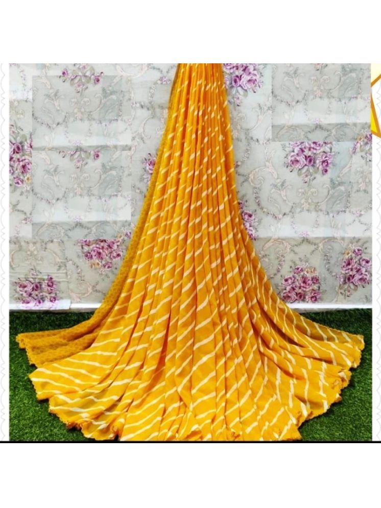     			Sanjana Silks Georgette Printed Saree With Blouse Piece - Yellow ( Pack of 1 )