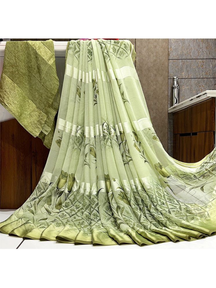     			Sanwariya Silks Georgette Printed Saree With Blouse Piece - Green ( Pack of 1 )