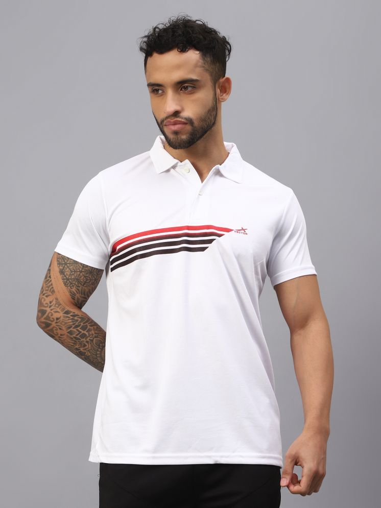     			Vector X White Polyester Regular Fit Men's Sports Polo T-Shirt ( Pack of 1 )