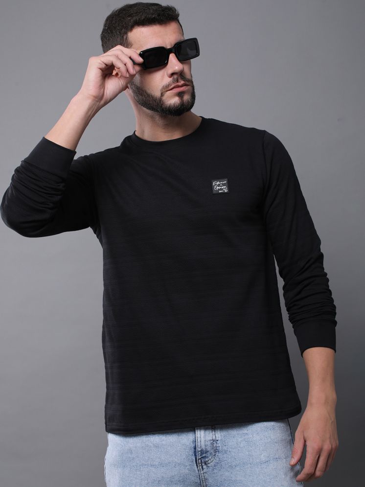     			Difference of Opinion 100% Cotton Regular Fit Solid Full Sleeves Men's Round T-Shirt - Black ( Pack of 1 )