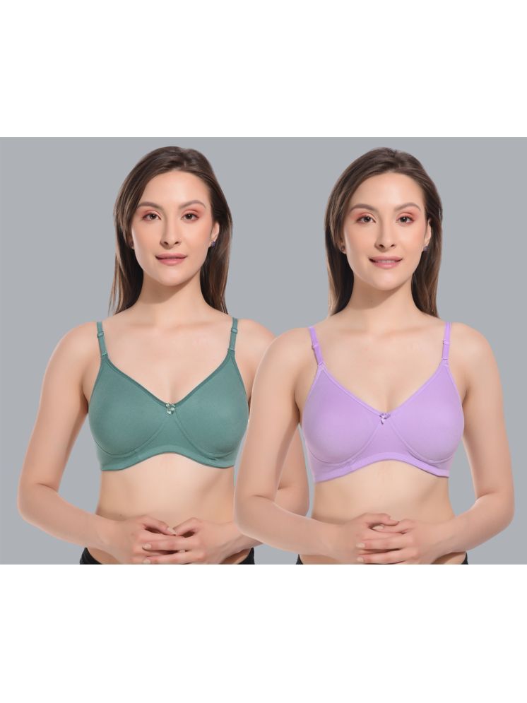     			Pack of 2 Viral Girl Cotton Lightly Padded Women's T-Shirt Bra ( Purple ) VM-SPACER-GREEN-PURPLE