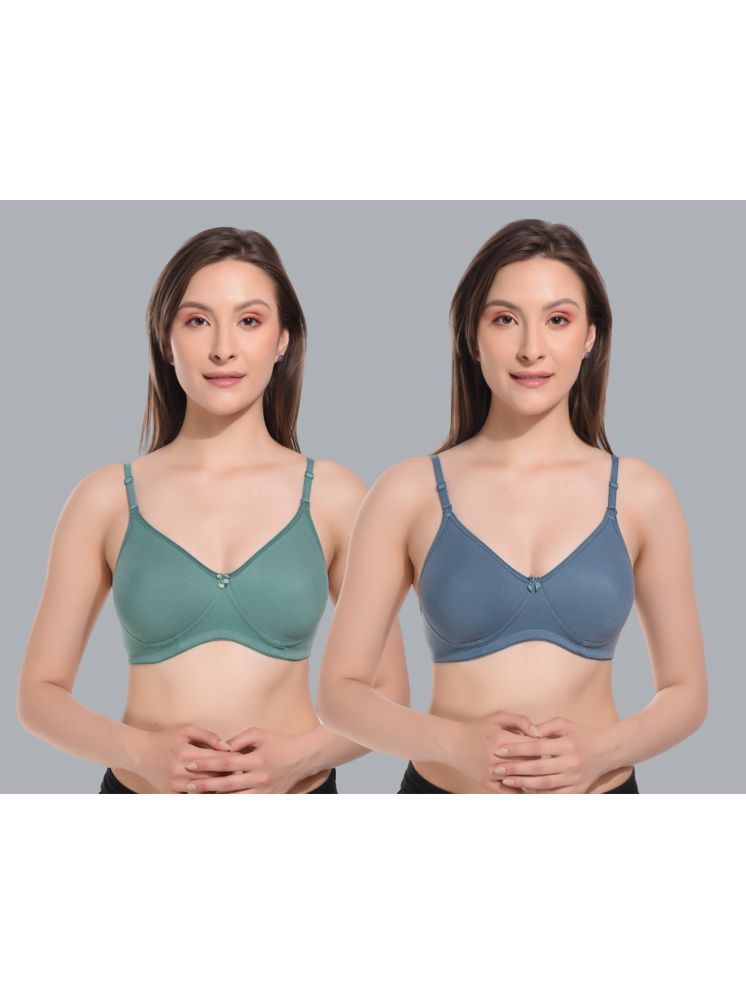     			Viral Girl Pack of 2 Cotton Lightly Padded Women's T-Shirt Bra ( Teal ) VM-SPACER-GREEN-TEAL