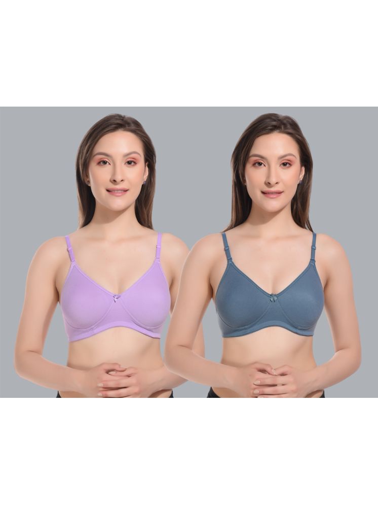     			Pack of 2 Viral Girl Cotton Lightly Padded Women's T-Shirt Bra ( Purple ) VM-SPACER-PURPLE-TEAL