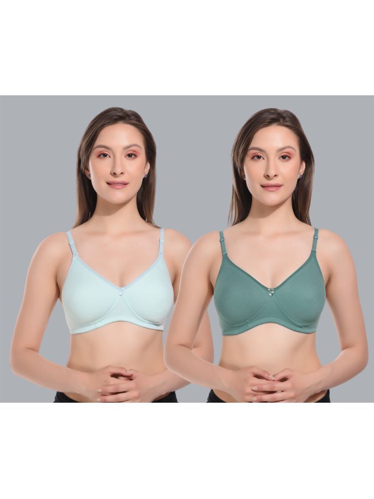     			Viral Girl Pack of 2 Cotton Lightly Padded Women's T-Shirt Bra ( Sea Green ) VM-SPACER-CGREEN-GREEN