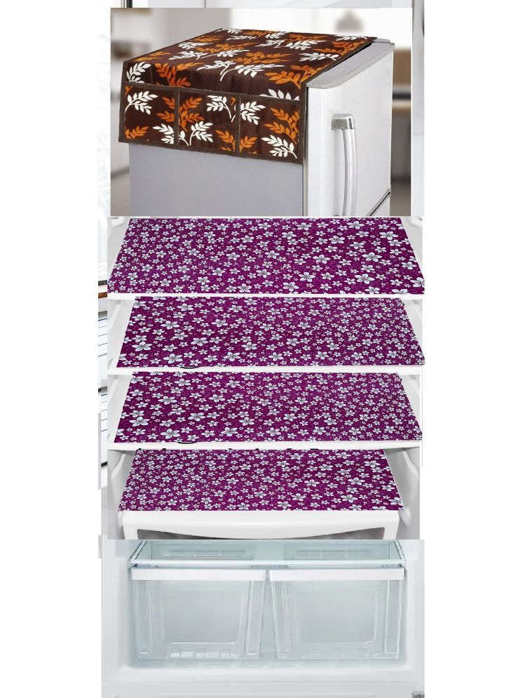     			Revexo PVC Floral Fridge Mat & Cover ( 40 32 ) Pack of 6 - Multicolor