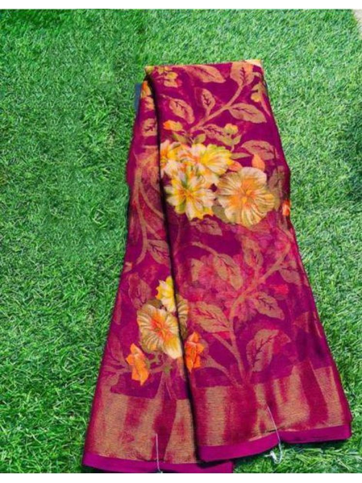     			Sanjana Silk Brasso Printed Saree With Blouse Piece - Rani ( Pack of 1 )