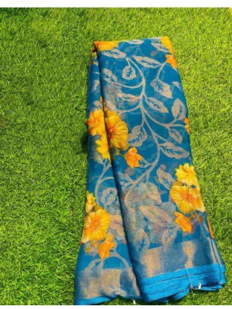     			Sanjana Silk Brasso Printed Saree With Blouse Piece - SkyBlue ( Pack of 1 )