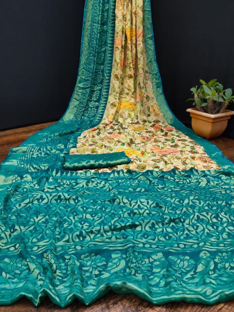     			Sanjana Silk Brasso Printed Saree With Blouse Piece - SkyBlue ( Pack of 1 )