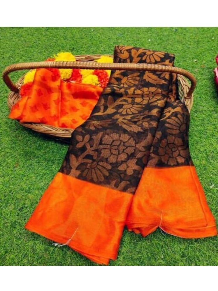     			Sanwariya Silks Brasso Printed Saree With Blouse Piece - Orange ( Pack of 1 )