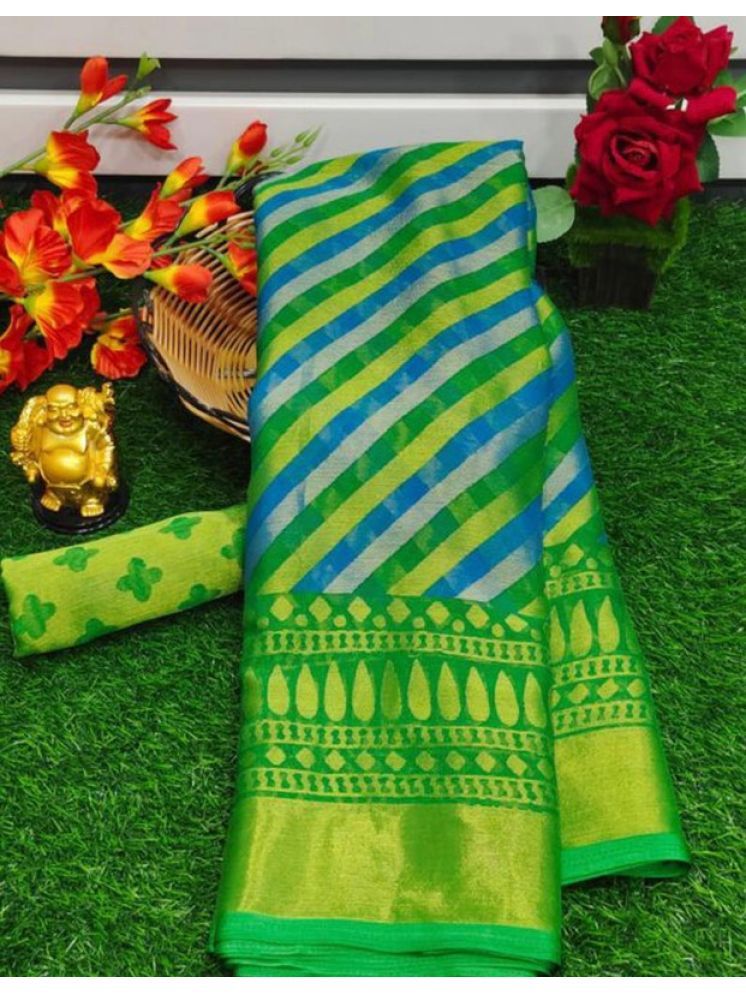     			Sitanjali Brasso Printed Saree With Blouse Piece - Green ( Pack of 1 )