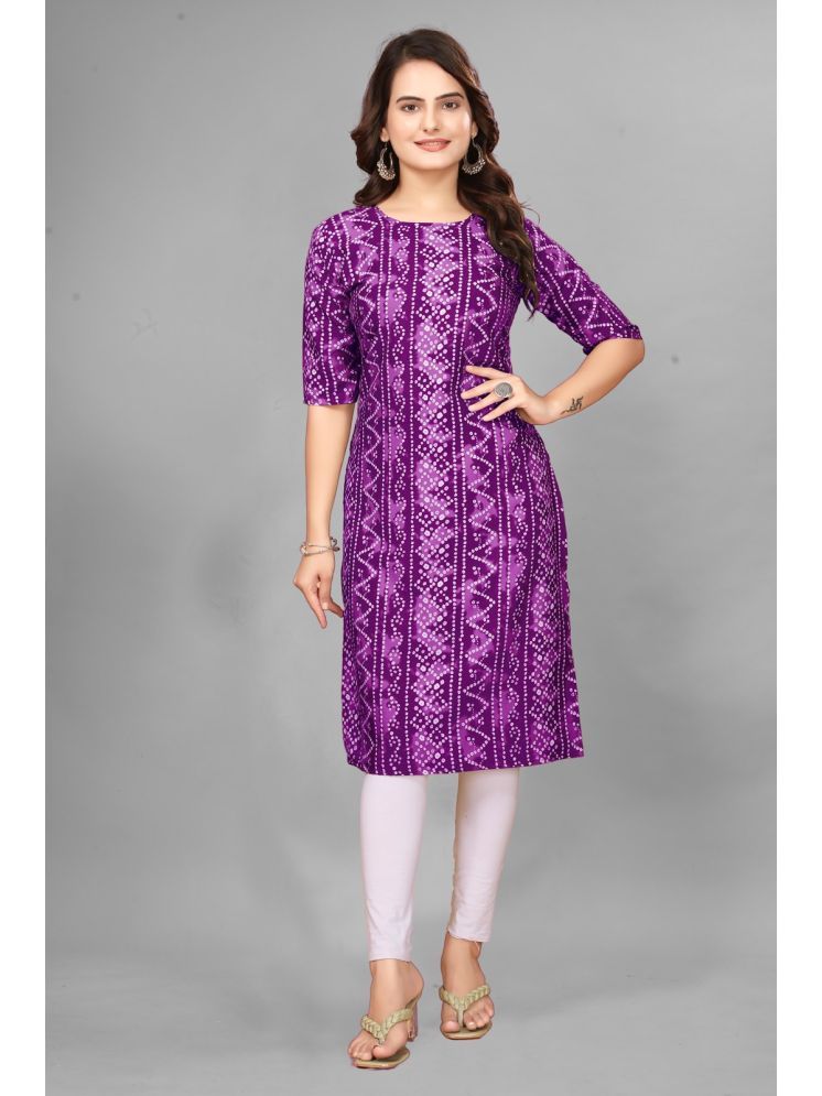     			VJ CORPORATE Crepe Printed Straight Women's Kurti - Purple ( Pack of 1 )