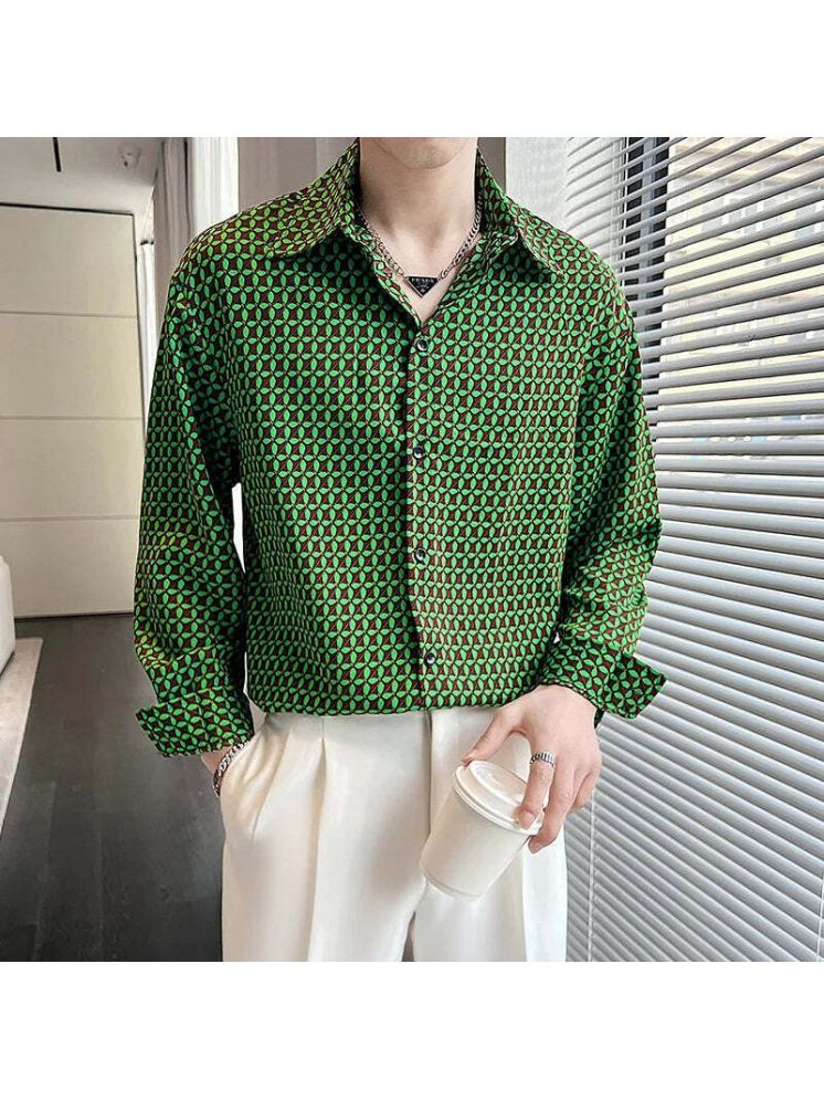     			colorwings Polyester Slim Fit Printed Full Sleeves Men's Casual Shirt - Green ( Pack of 1 )