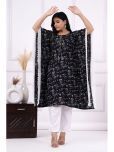 S & D Attire Cotton Printed Kaftan Women's Kurti - Black ( Pack of 1 )