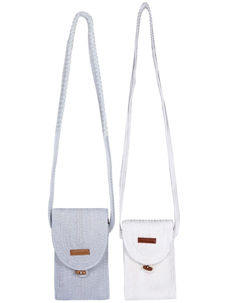     			ENSAC White Jute Sling Bag