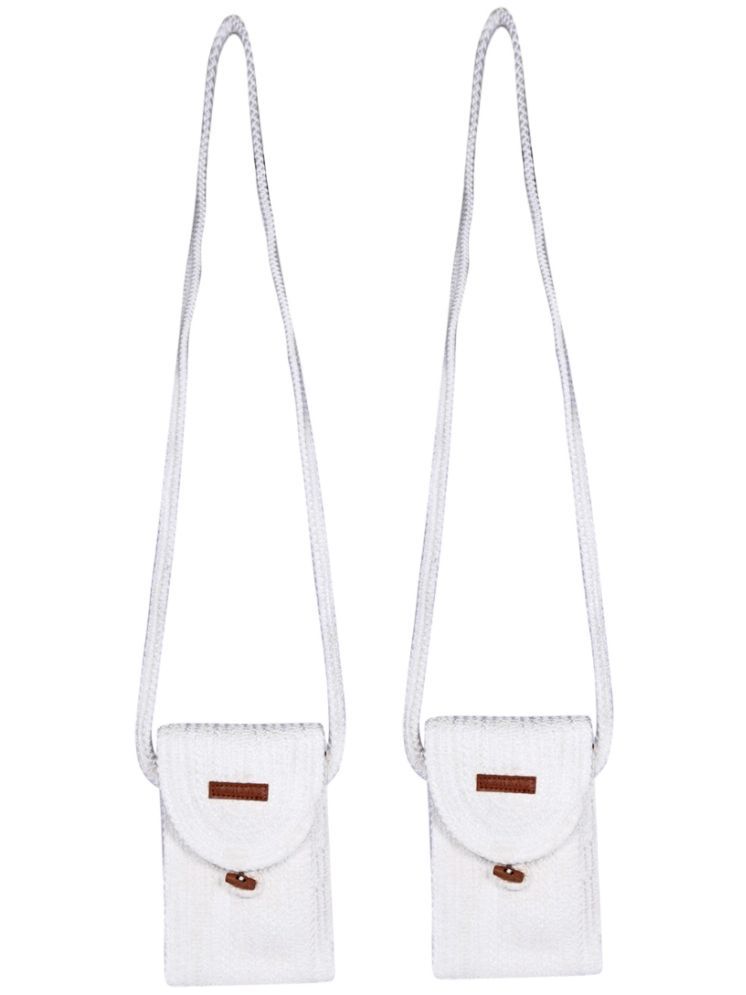     			ENSAC White Jute Sling Bag