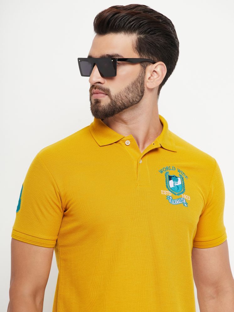     			GET GOLF Pack of 1 Cotton Blend Regular Fit Self Design Half Sleeves Men's Polo T Shirt ( Mustard )