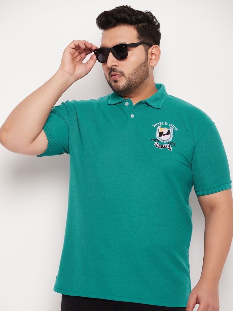     			GET GOLF Pack of 1 Cotton Blend Regular Fit Self Design Half Sleeves Men's Polo T Shirt ( Teal Blue )