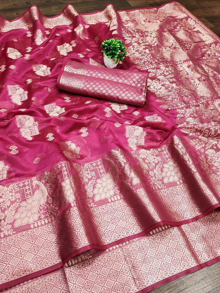     			Kalpana Creation Organza Woven Saree With Blouse Piece - Rani ( Pack of 1 )