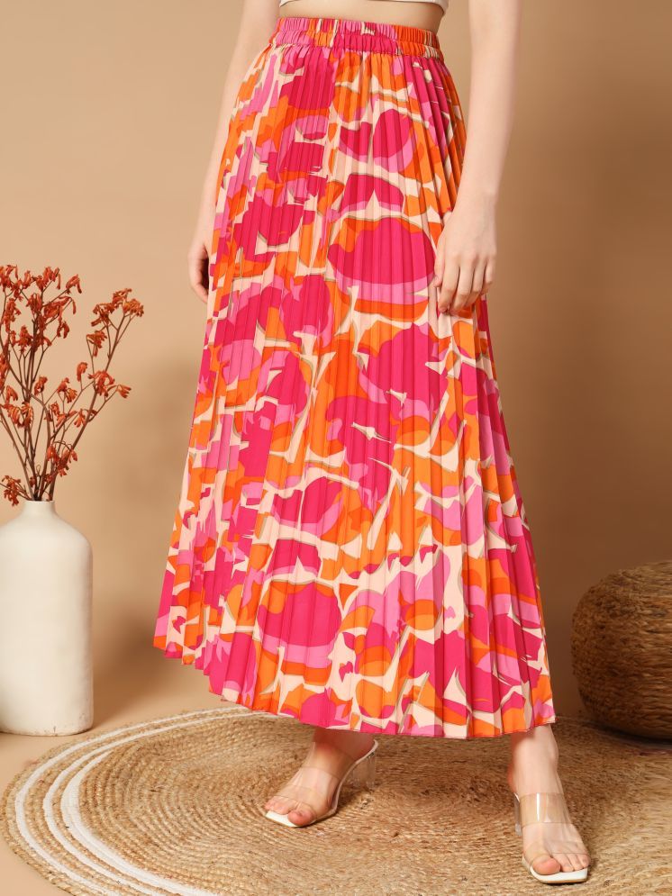     			OTABU Orange Polyester Women's A-Line Skirt ( Pack of 1 )