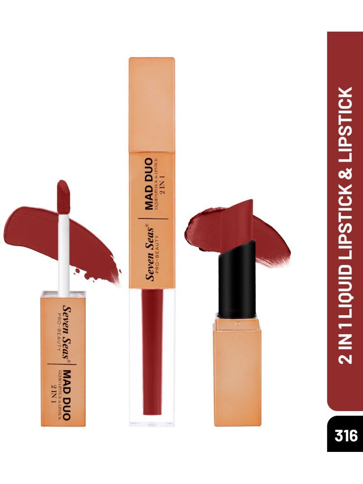     			Seven Seas 2in1 Long Lasting , Water-Proof , Mad Duo Liquid Lipstick & Lipstick (Totem Pole,4ml,3g)