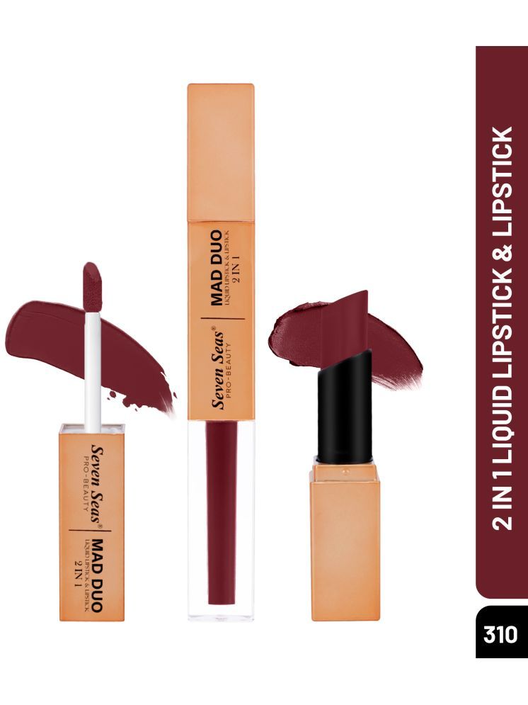     			Seven Seas 2in1 Long Lasting , Water-Proof , Mad Duo Liquid Lipstick & Lipstick(Claret,4ml,3g)