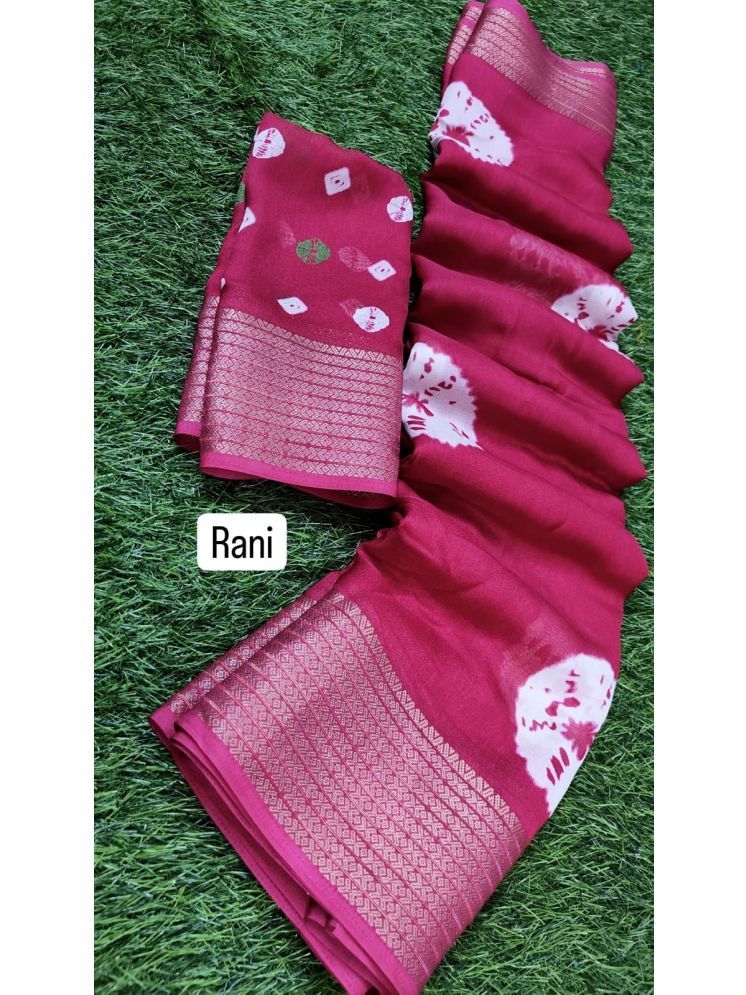     			Bhuwal Fashion Crepe Printed Saree With Blouse Piece - Pink ( Pack of 1 )