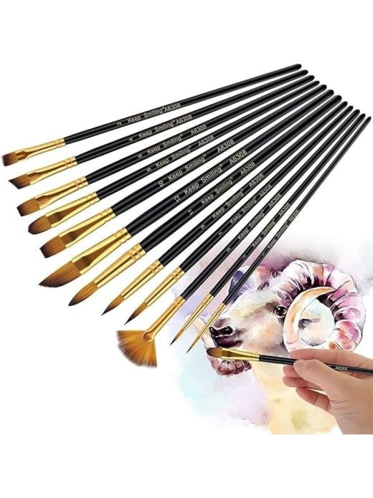     			Eclet Craft Painting Brushes Set of 12 Professional Round Pointed Tip Nylon Hair Artist Acrylic Paint Brush for Acrylic/Watercolor/Oil Painting.09