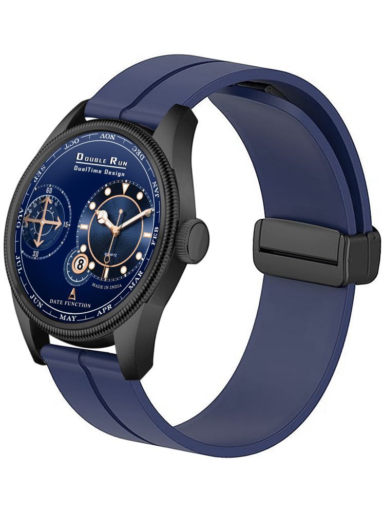     			DoubleRun Blue Silicon Chronograph Men's Watch