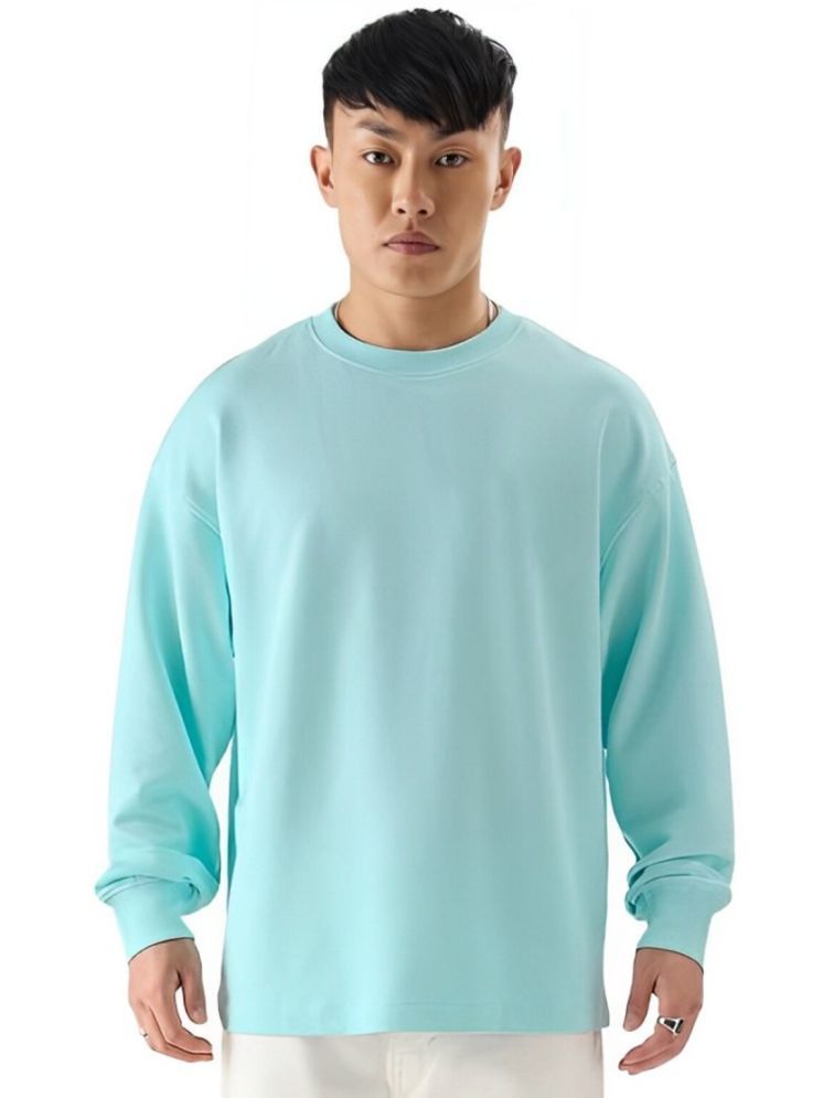     			PPTHEFASHIONHUB Cotton Blend Oversized Fit Solid Full Sleeves Men's Round T-Shirt - Sky Blue ( Pack of 1 )