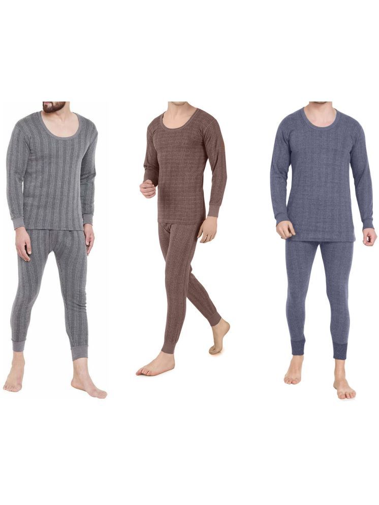     			Paryag Pack of 3 Woollen Men's Thermal Sets ( Multicolor )