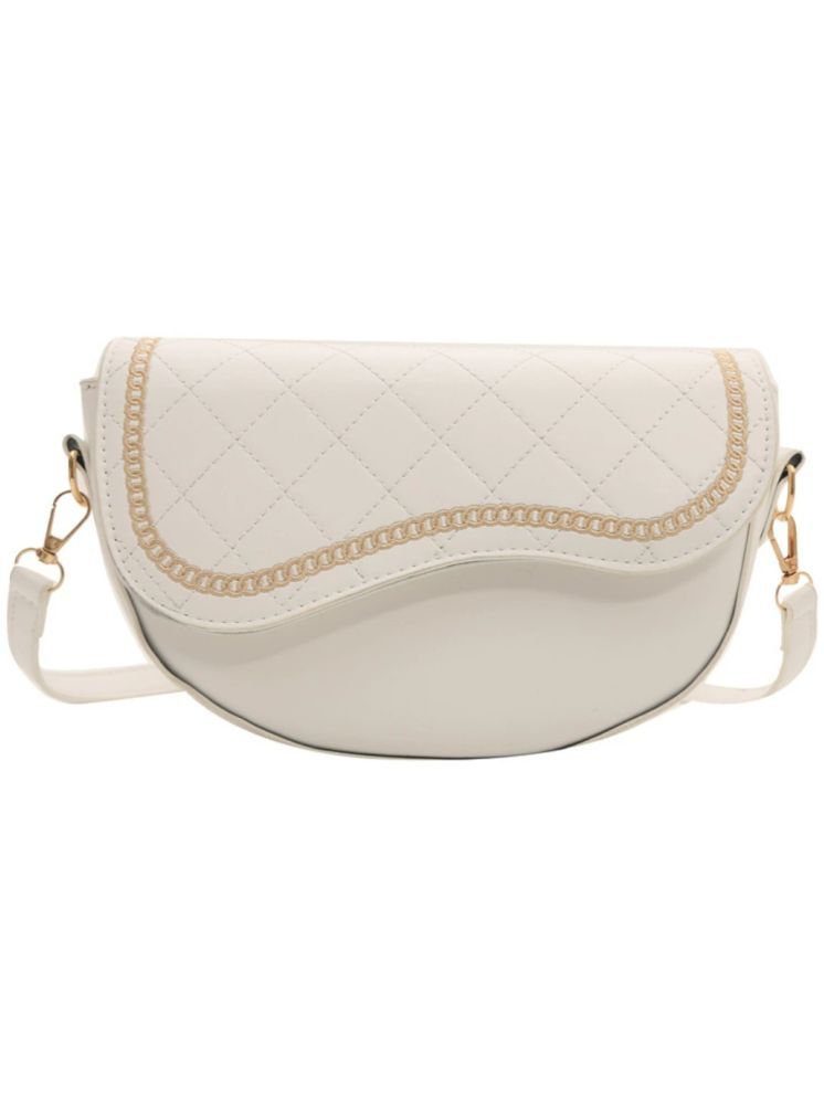     			Santorini White Polyster Sling Bag