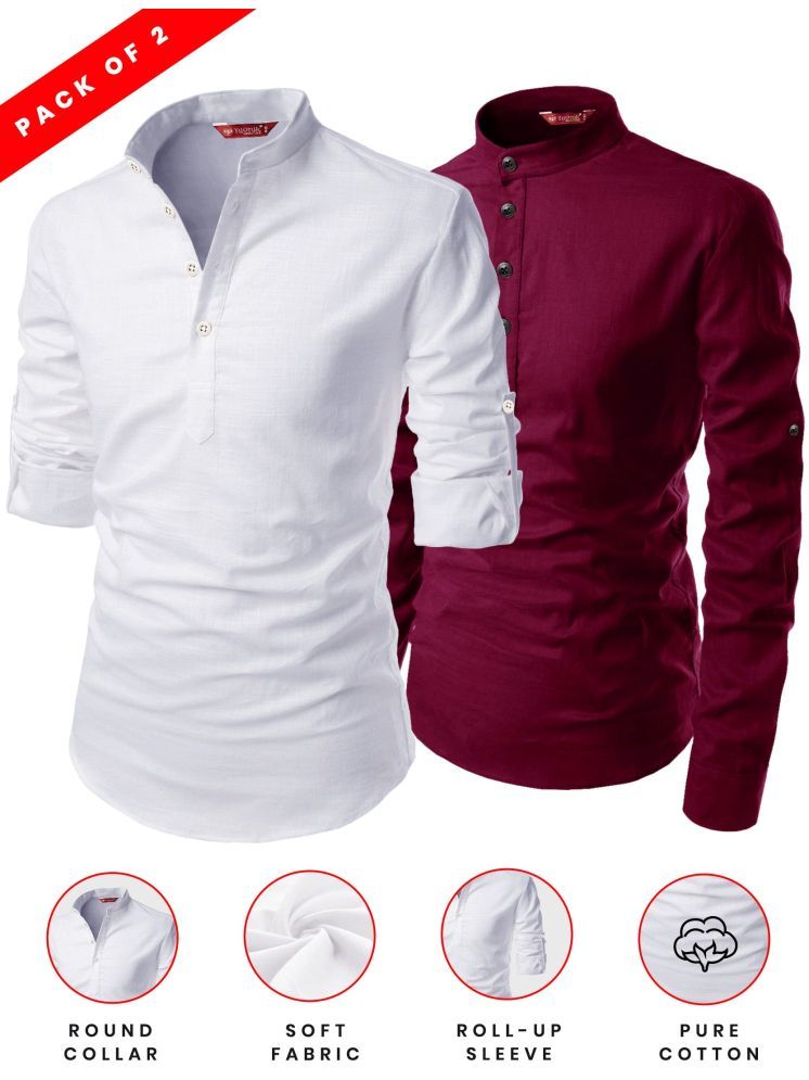     			Yugnik Maroon Cotton Men's Shirt Style Kurta ( Pack of 2 )