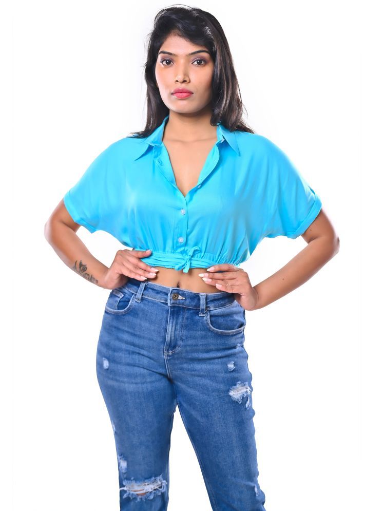     			APPARELWEAR Blue Cotton Women's Crop Top ( Pack of 1 )