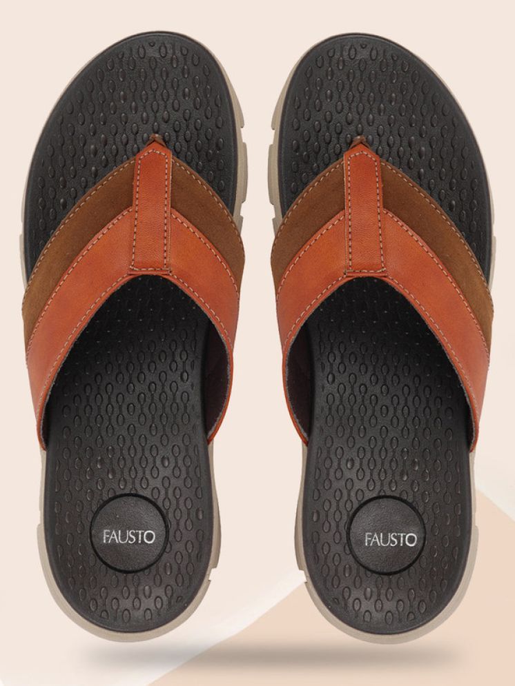     			Fausto Tan Men's Thong Flip Flop