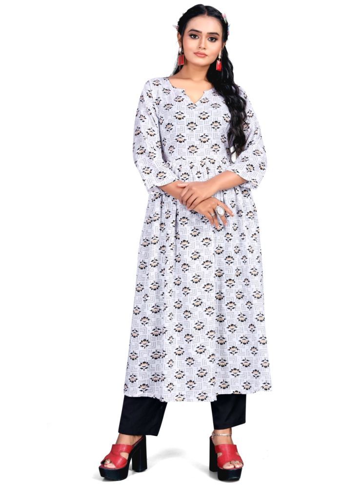     			INDIAN SILKS Rayon Printed Kurti With Pants Women's Stitched Salwar Suit - Multicolor ( Pack of 1 )